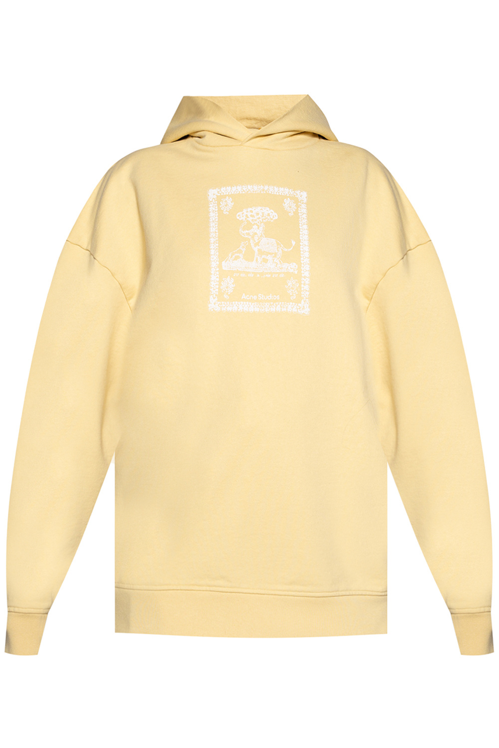 ACNE STUDIO Logo-embossed high quality hooded sweatshirt Vanilla Yellow size XS